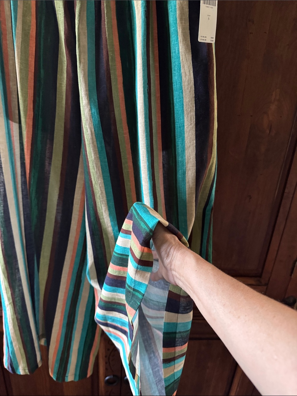 NWT ANTHROPOLOGIE MULTI STRIPE LINEN BLEND SOMERSET PANTS. SIZE S. - Picture 8 of 17